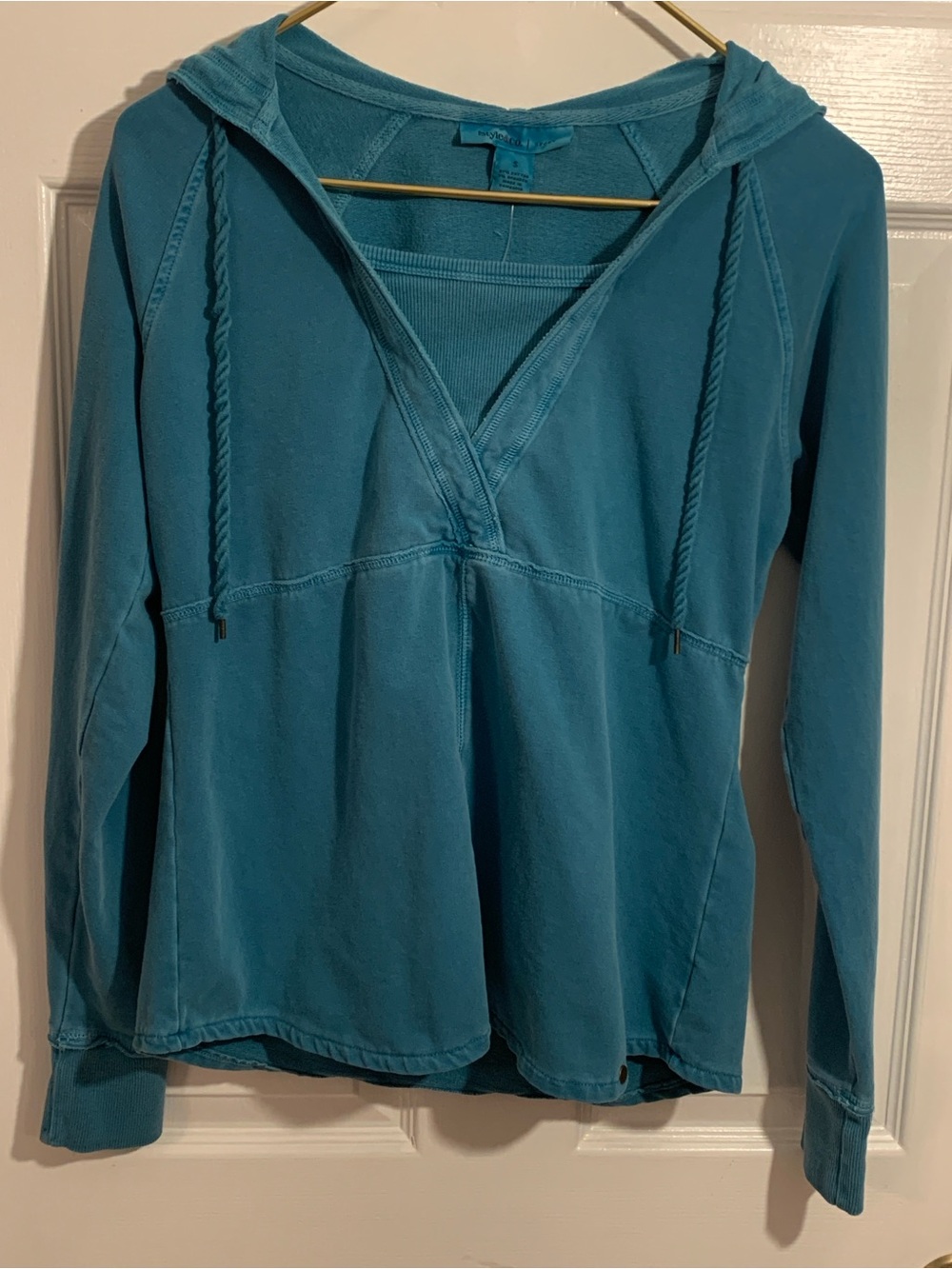 Style&Co Sport Ledbury Road Teal Women’s Hooded Pullover Top NWT Size S